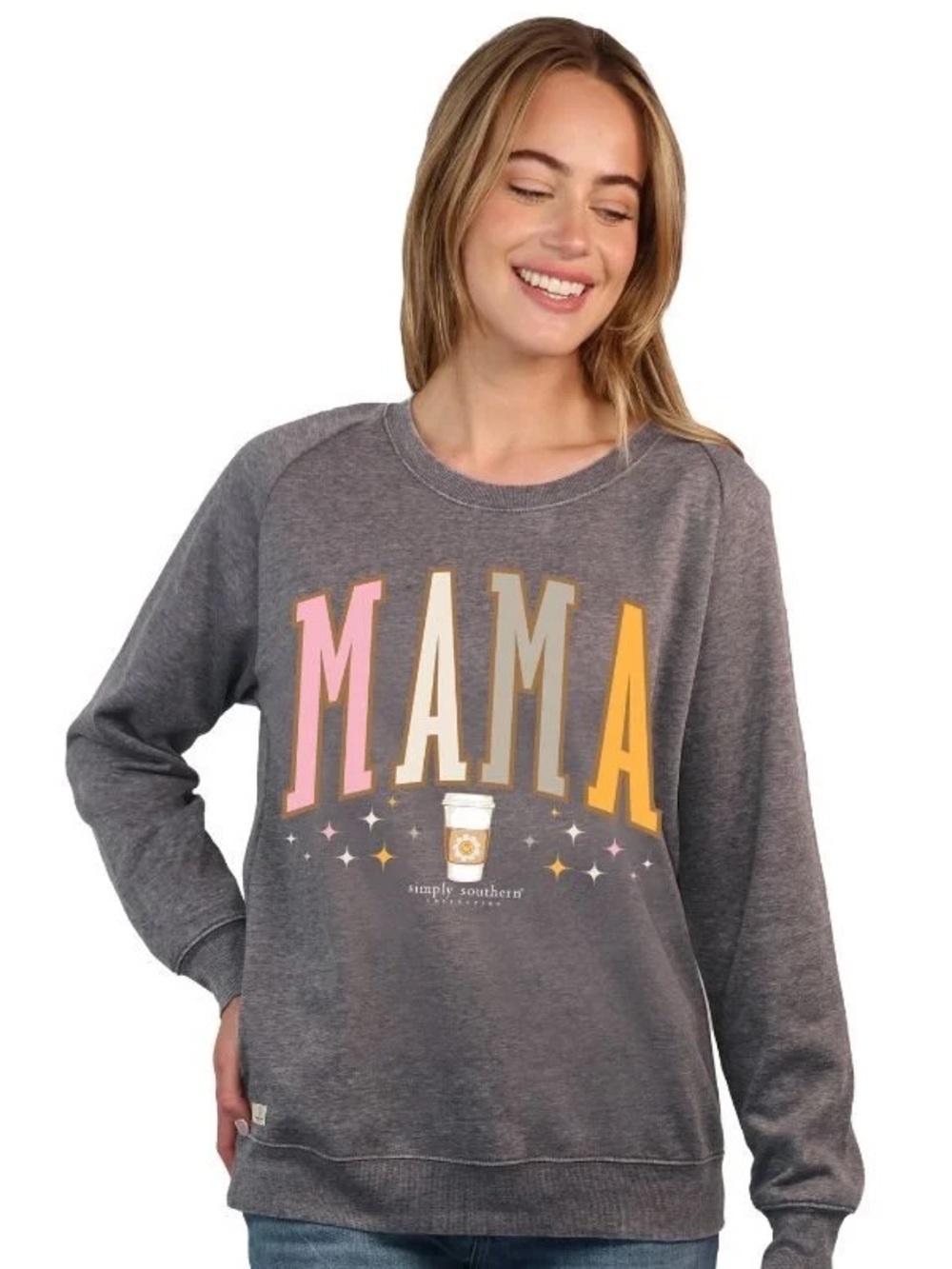 Simply Southern Mama Heathered Gray Crew Neck Sweatshirt